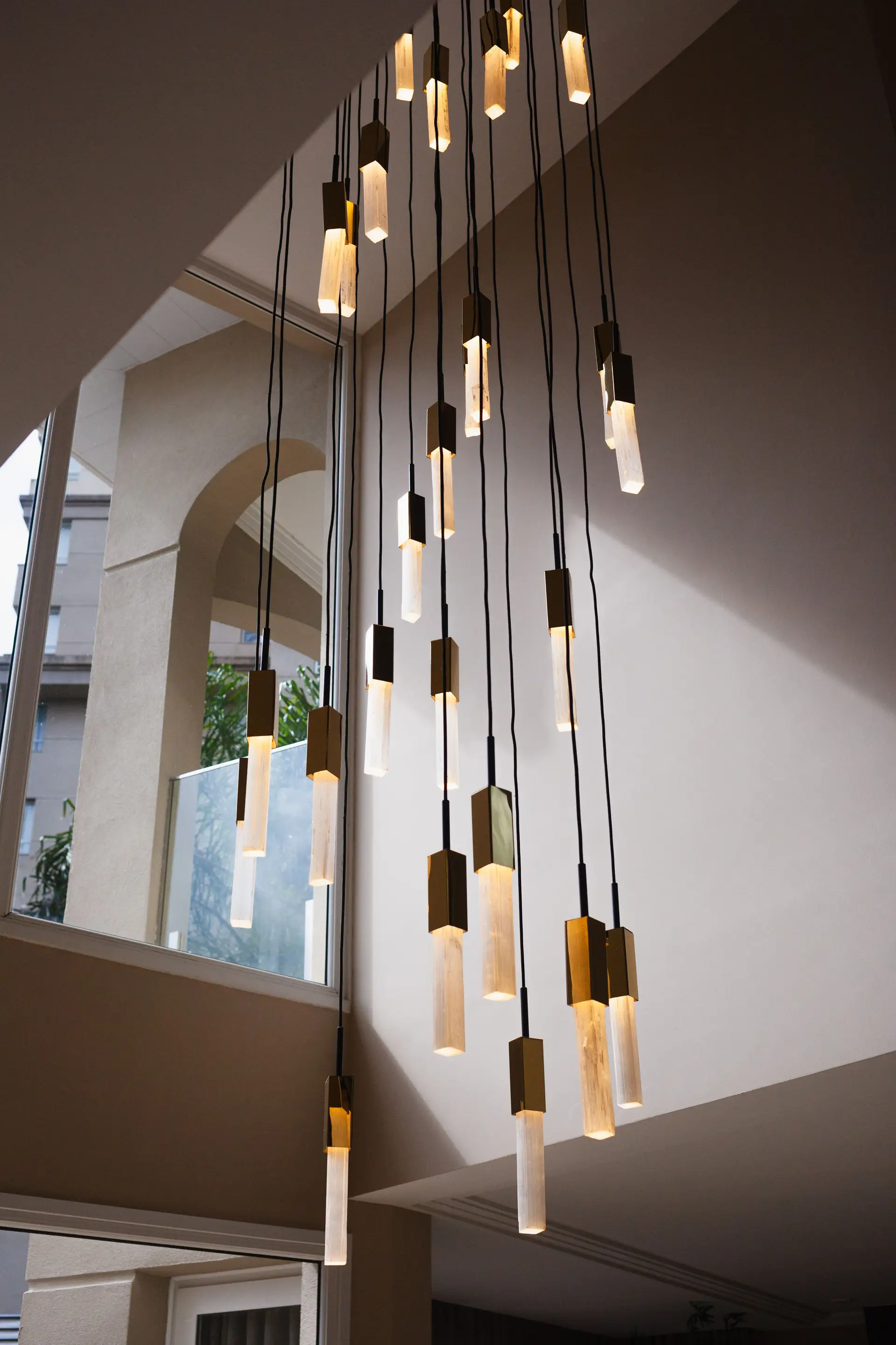 Cinematic lighting installation in a modern architectural space